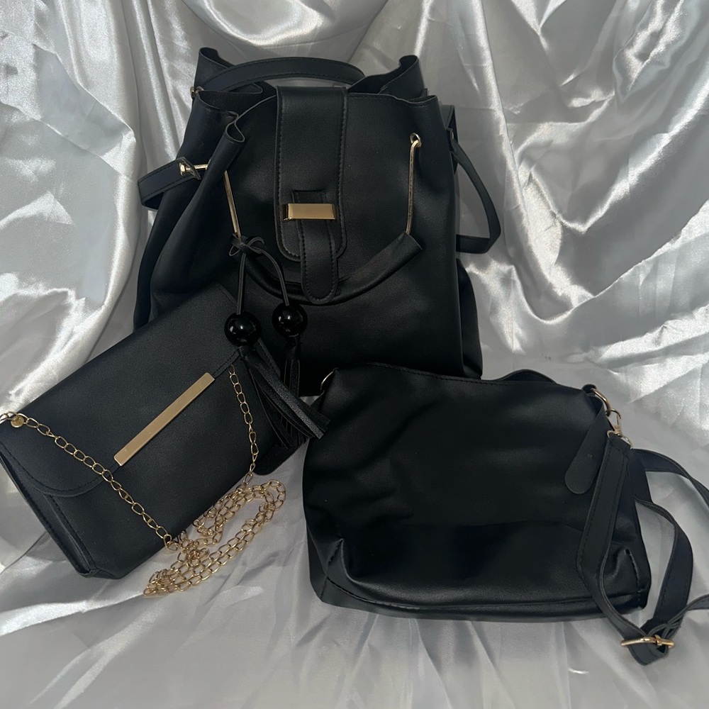 Elegant Black Women's Bag Set